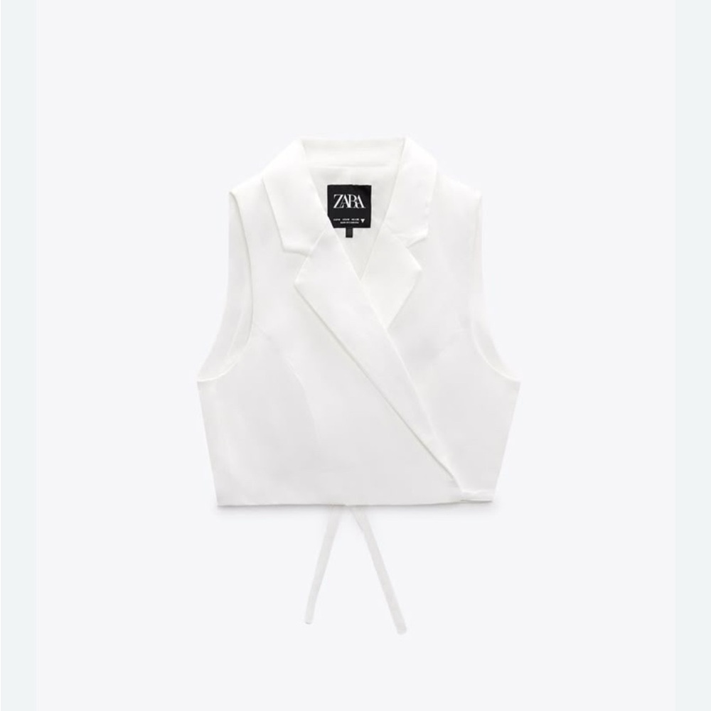 Zara Elegant White linen Wrap Blouse